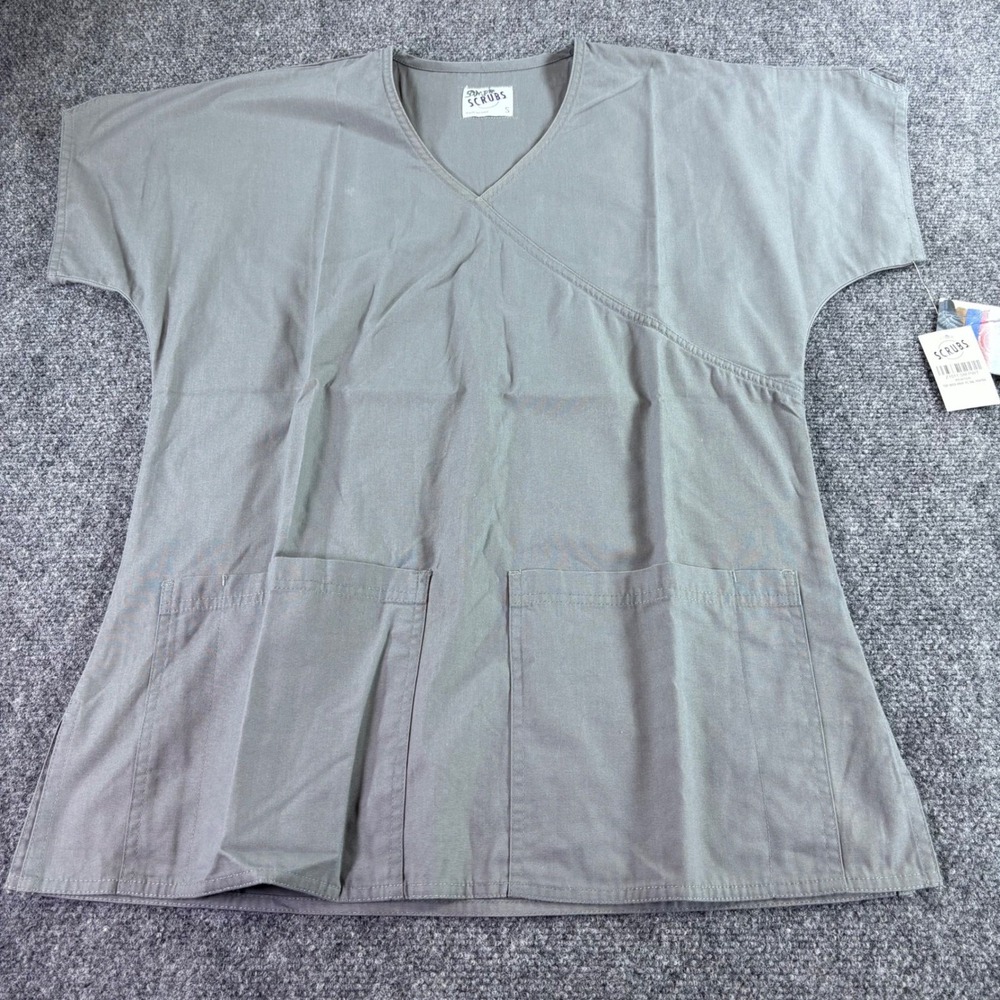 S.C.R.U.B.S. Scrub Top Womens Small Pewter Gray Mock Wrap NWT Medical Nurse